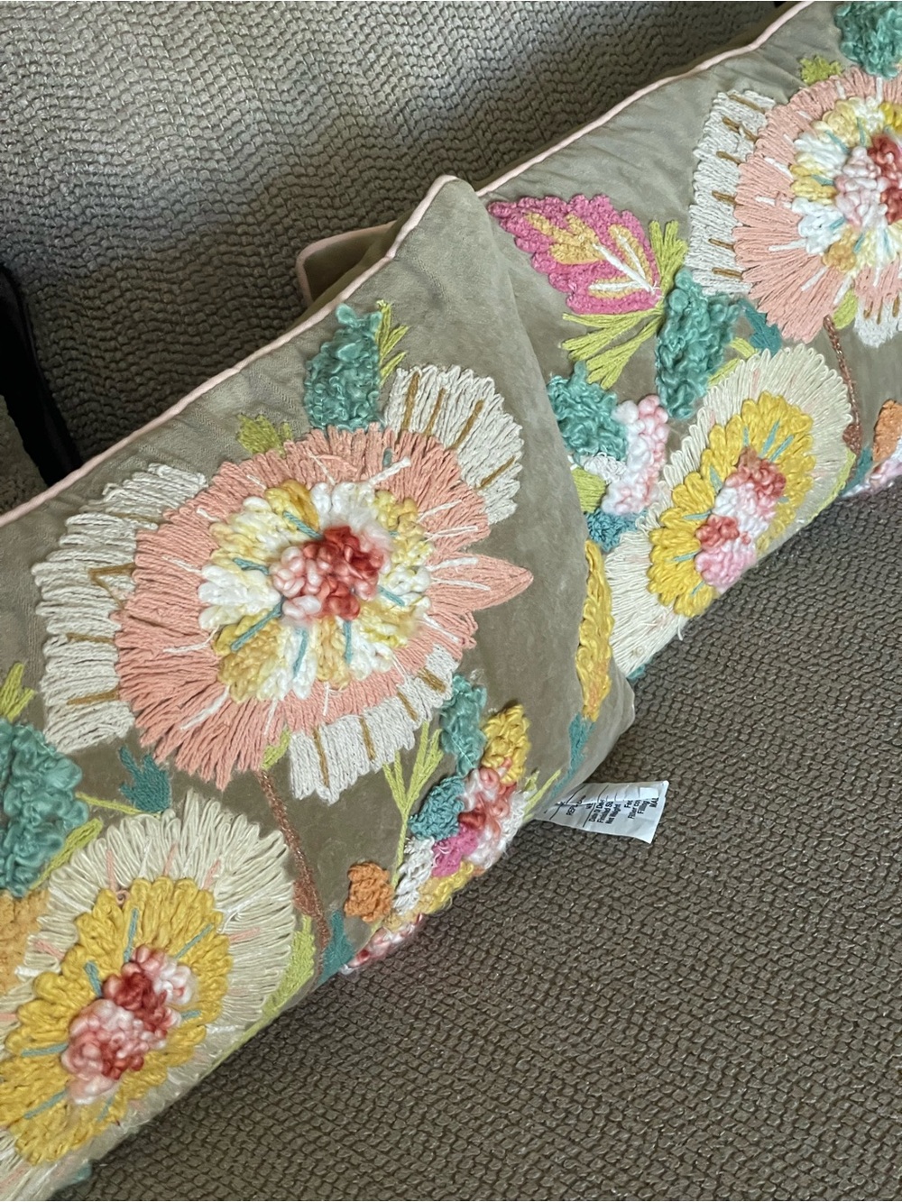 CHELSEA AND THEODORE Embroidered Floral Pillows (2)